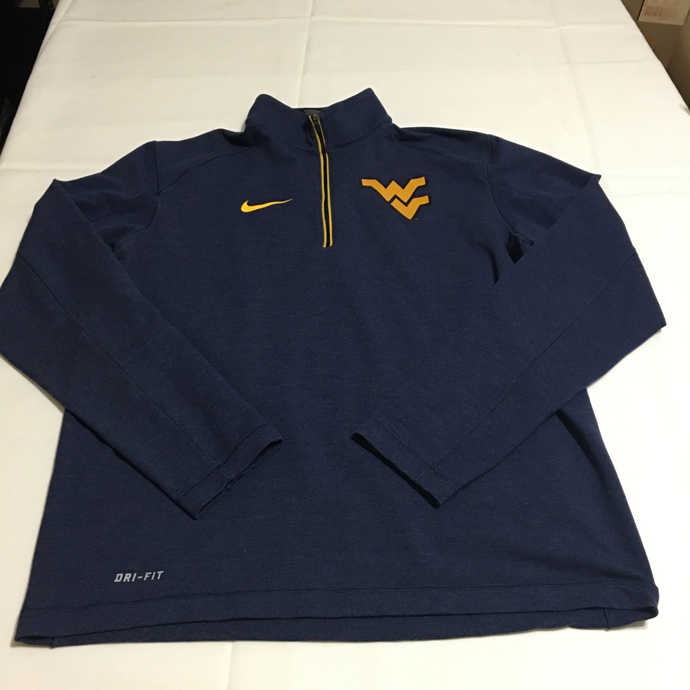Nike West Virginia Mountaineers Pullover Men Medium Navy Blue Quarter Zip